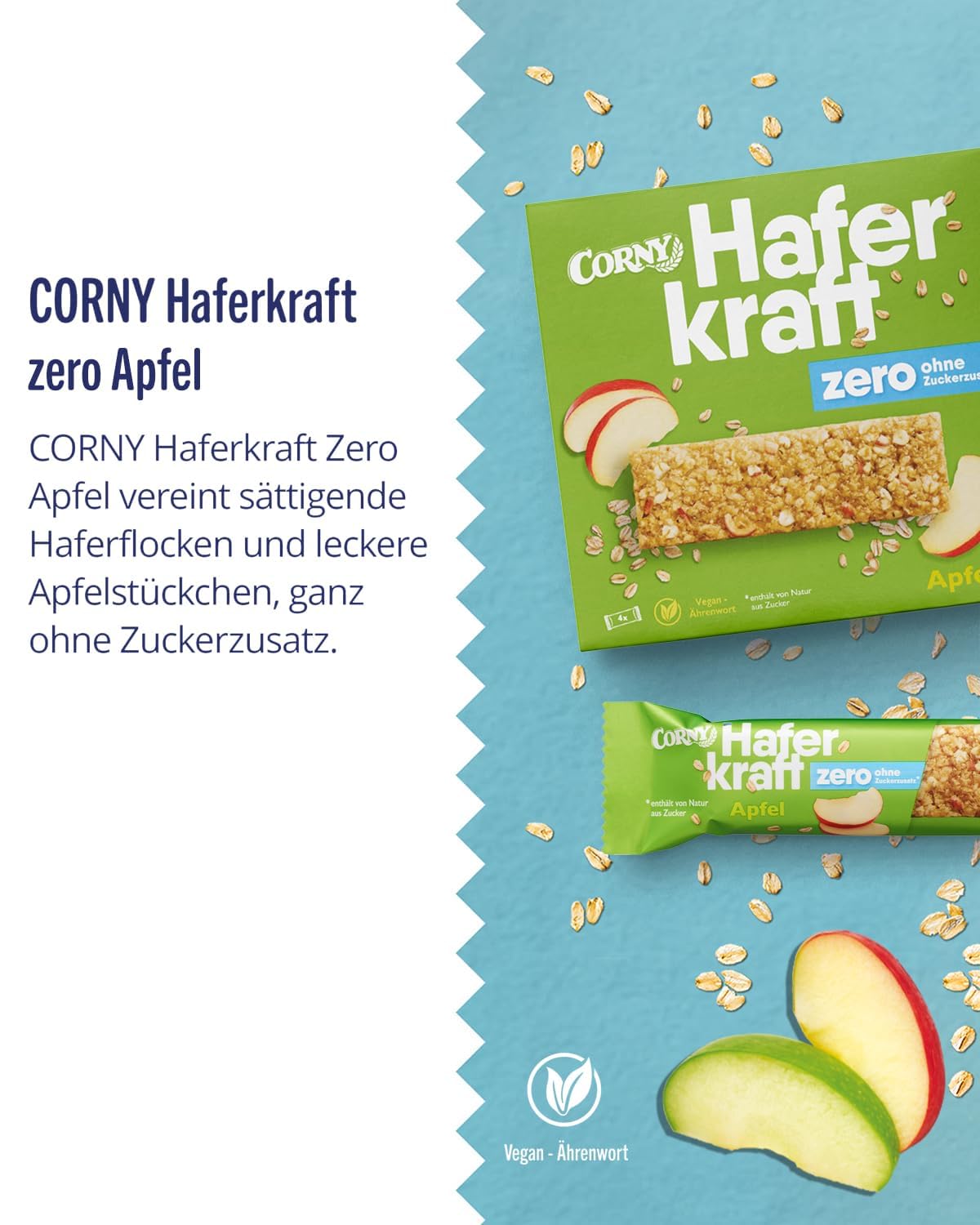 Detalle 2 de Corny Haferkraft Zero Apfel 48×35g 121 kcal
