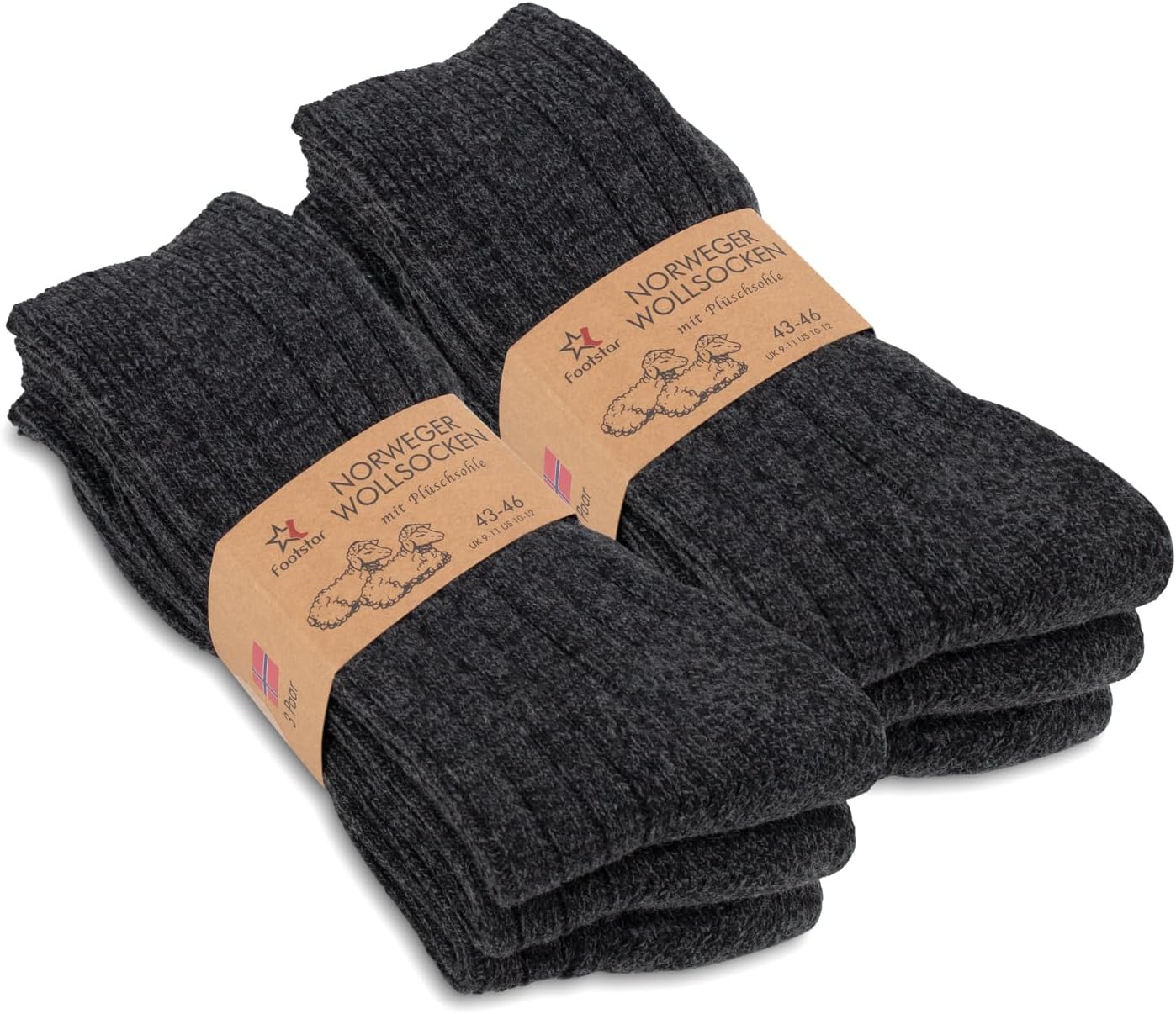 Thumbnail 6 de 6 Pairs Men's Wool Winter Socks with Terry-Cloth Soles and Wide Cuffs