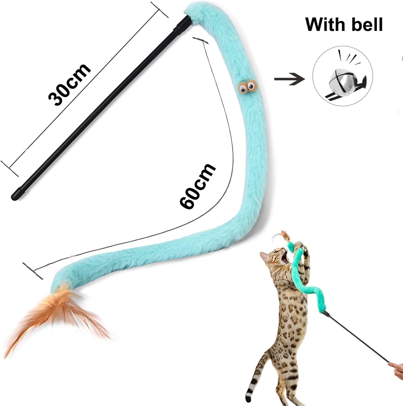 Thumbnail 2 de GingerUPer Cat Toy 6‑Pack: Feather Wand Set with Rainbow Wand for Indoor Cats