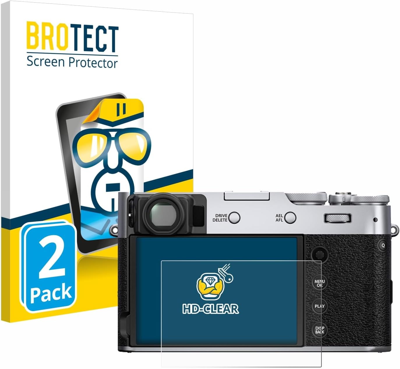 Brotect Pellicola Protettiva per Fujifilm X100V – Protezione Schermo (2 Pezzi), Trasparente