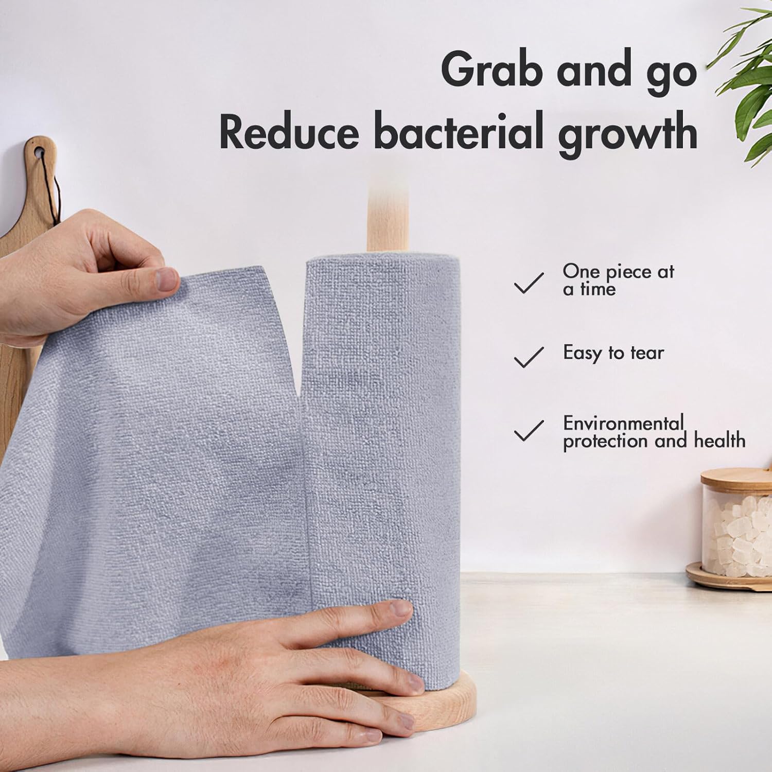 Detalle 2 de ZONJIE Disposable Dish Cloths 2 Rolls Multipack Microfibre Cleaning Cloths (Blue) – streak-free, lint-free kitchen rags