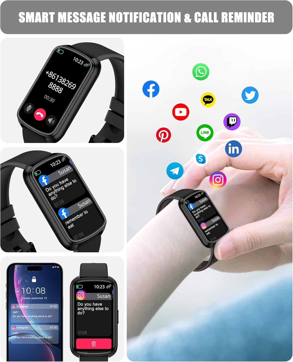 Thumbnail 1 de Fitness Tracker Smart Watch for Women and Men with 24/7 Health Monitoring and IP68 Waterproofing