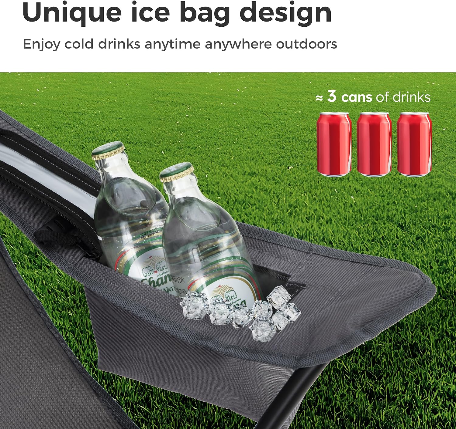Detalle 1 de LET'S CAMP Camping Chairs 2 Pack, Supports 120kg
