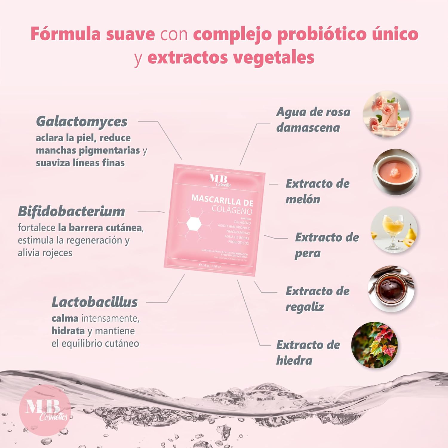 Detalle 2 de MB Cosmetics Mascarilla de colágeno 52.000 ppm 5 unidades