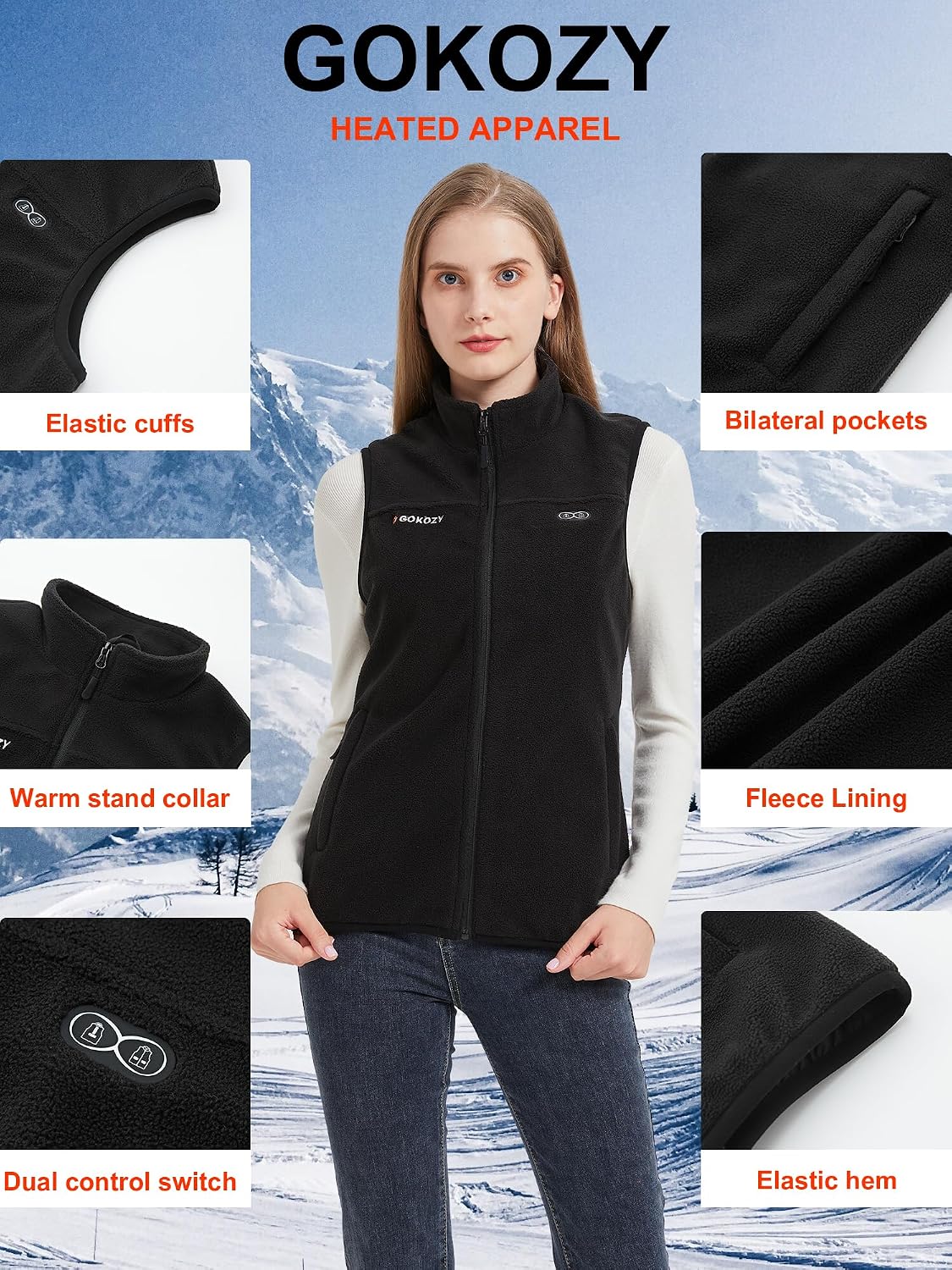 Thumbnail 1 de Gokozy Heated Vest for Women, Sherpa Fleece with Included Battery Pack