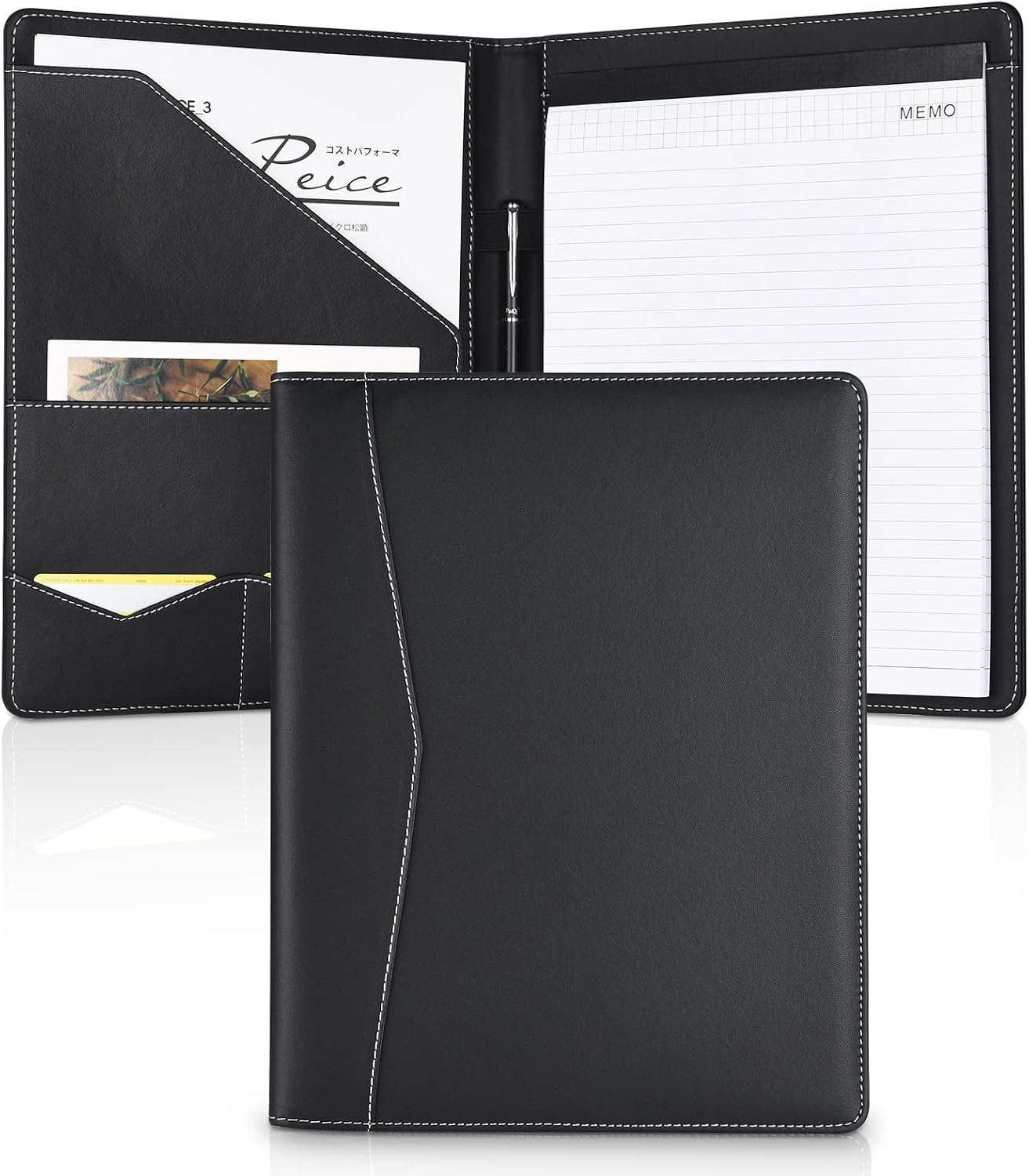 Detalle de Pacific Mailer Faux Leather Padfolio with Matte Finish and Writing Pad