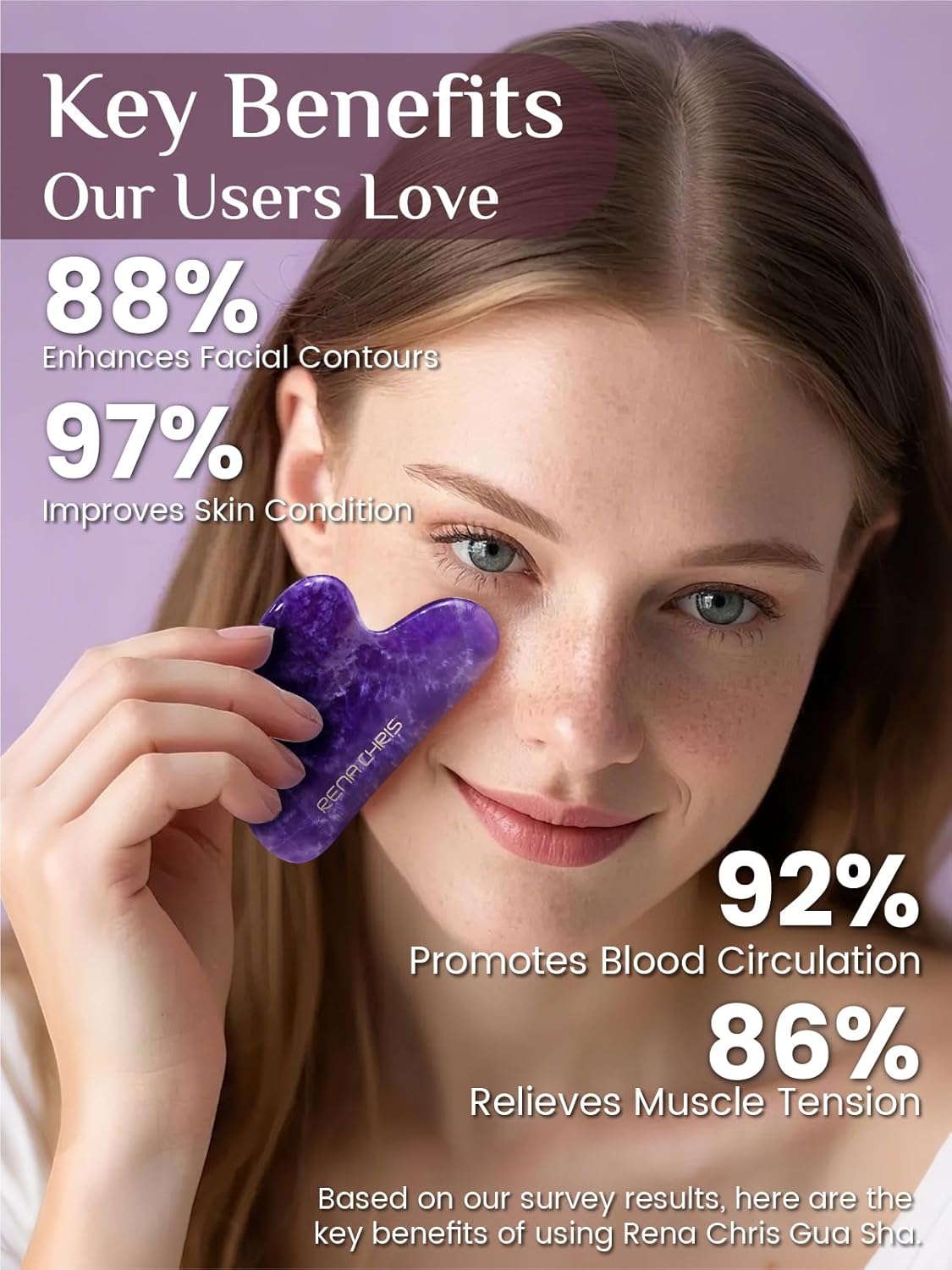 Detalle de Rena Chris Gua Sha Natural Amethyst Stone