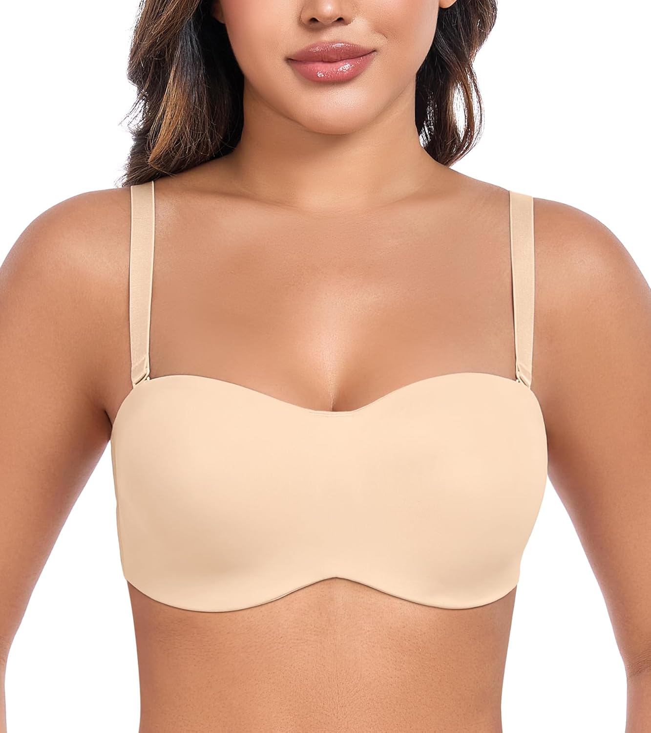 Detalle de DotVol Damen BH Große Größen Bügel Ungepolstert Bandeau Multiway – strapless und mit abnehmbaren Trägern