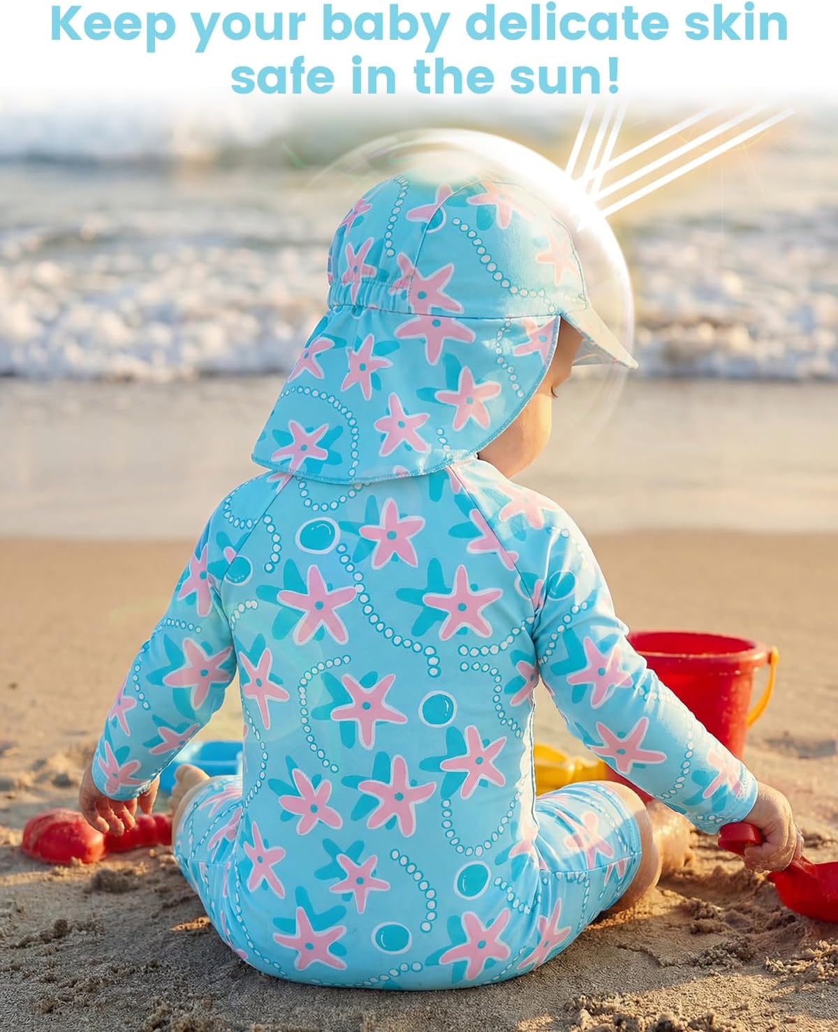 Detalle de WYTbaby Baby Badeanzug Einteilig UV-Schutz für Kleinkinder 3 Monate–3 Jahre, mit Front-Reißverschluss