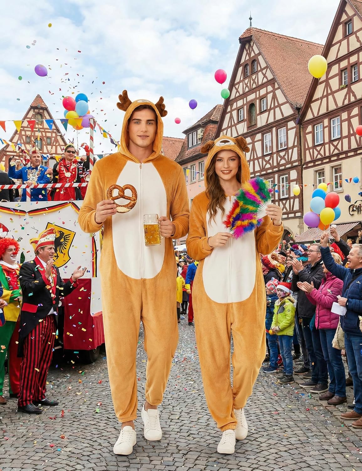Detalle de Ekouaer Onesie Animalière avec Zip et Capuche – Pyjama Polaire 1 pièce unisexe (S-XXL)
