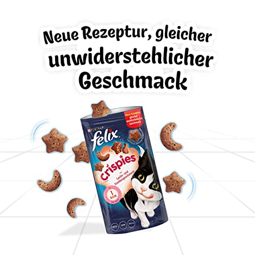 Detalle de Felix Crispies Katzensnack mit Lachs – 8 x 45 g, knusprig & kalorienarm