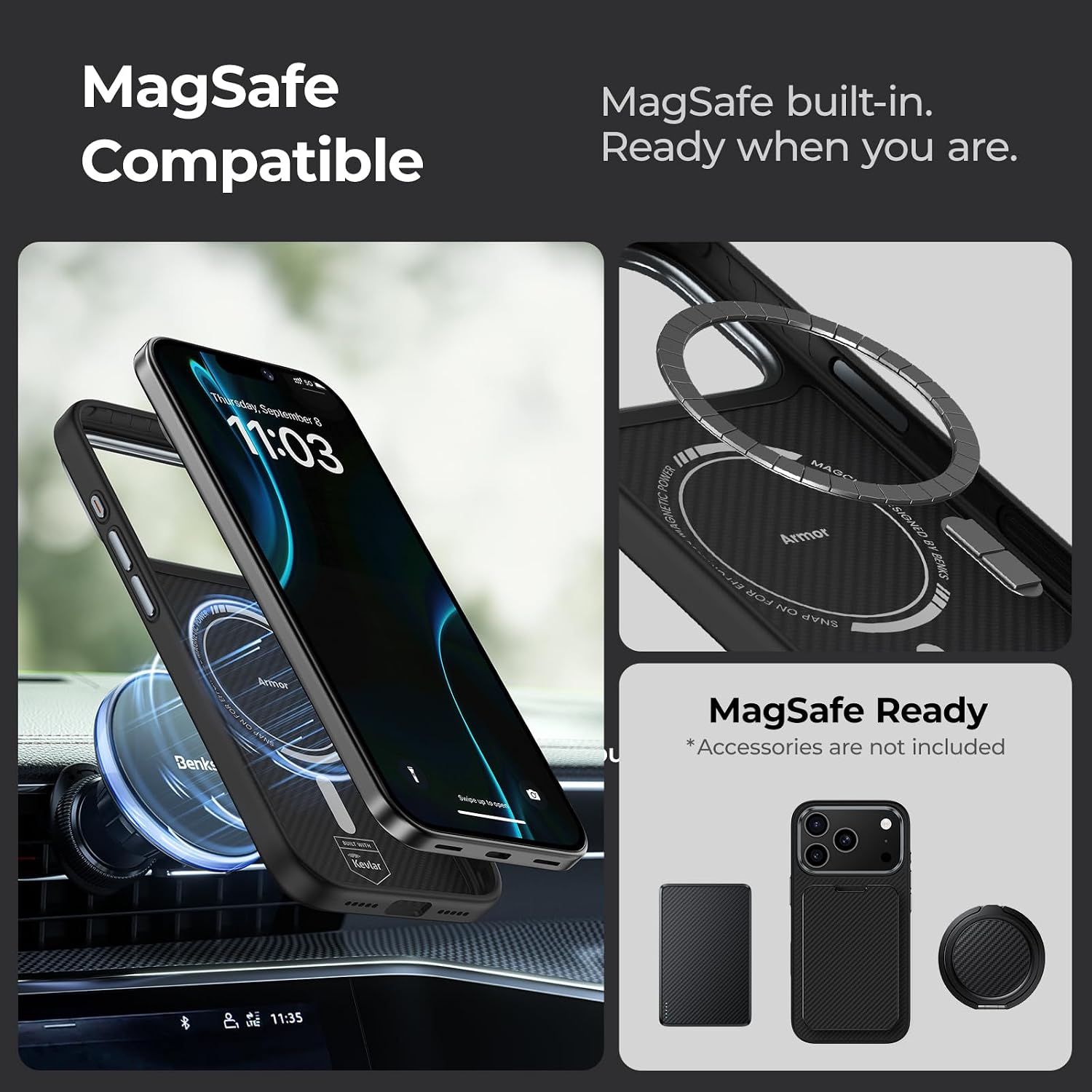 Thumbnail 4 de BENKS iPhone 18 Pro Kevlar Case with MagSafe, 600D Aramid Fiber and TPU