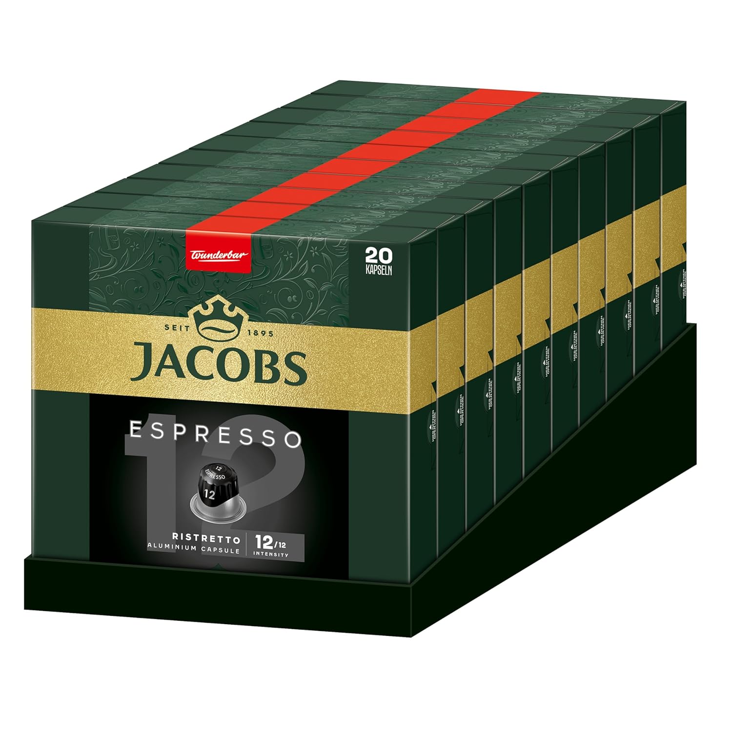 Detalle de Jacobs Espresso Ristretto Kaffeekapseln – Intensität 12/12, Nespresso-kompatibel, 200 Kapseln