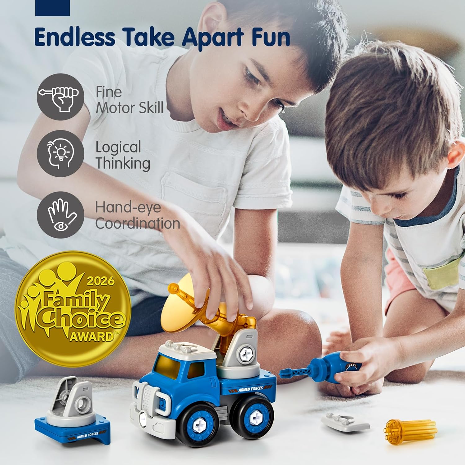 Detalle de hahaland 5-in-1 Take-Apart Truck Toy for Ages 5-8