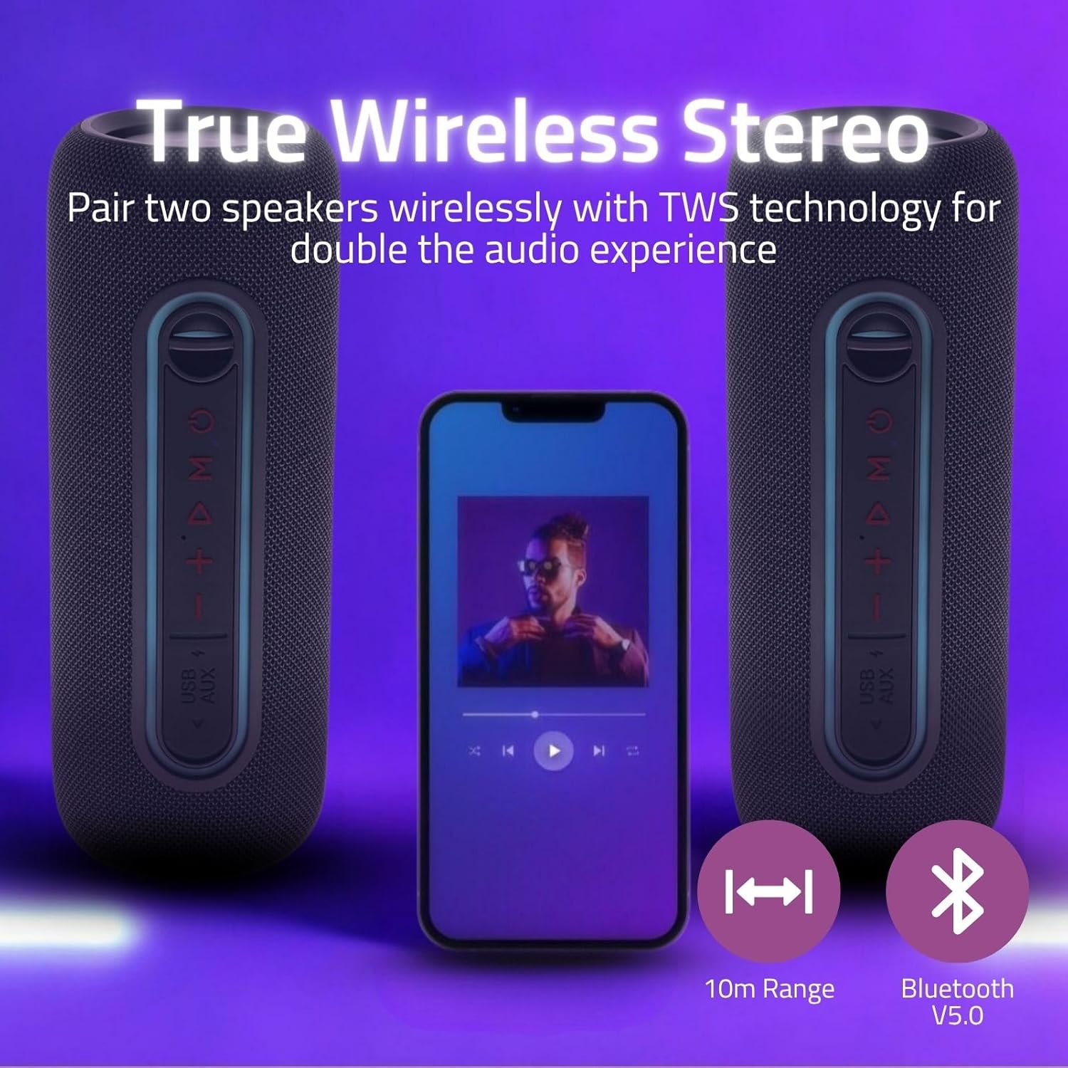 Thumbnail 6 de Nedis Bluetooth-Lautsprecher X5 – 30 W, 4 Std Akku, RGB, Mikrofon, Schwarz