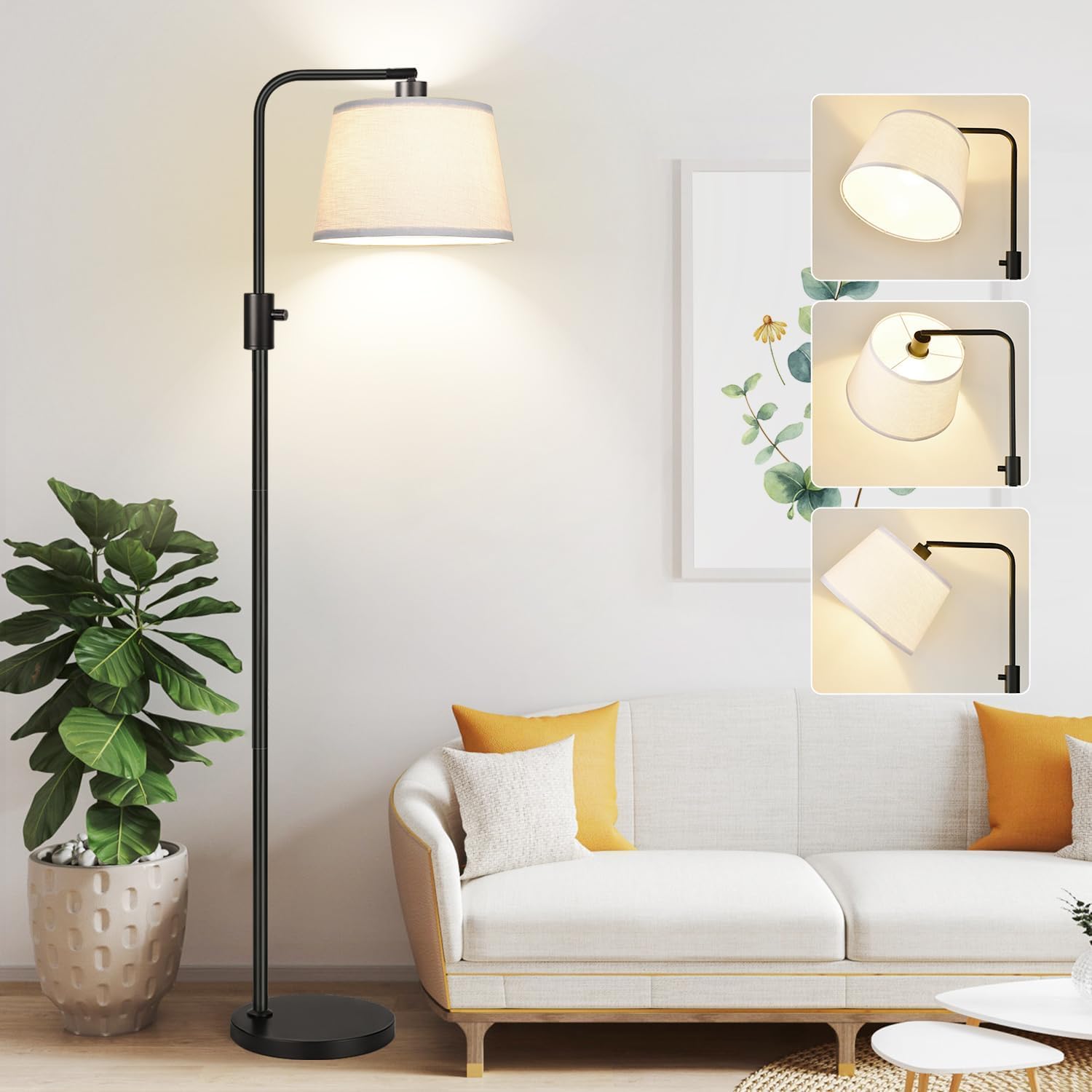Detalle de {Upgraded} Dimmable Arc Floor Lamp with 1000 Lumens LED Bulb Included