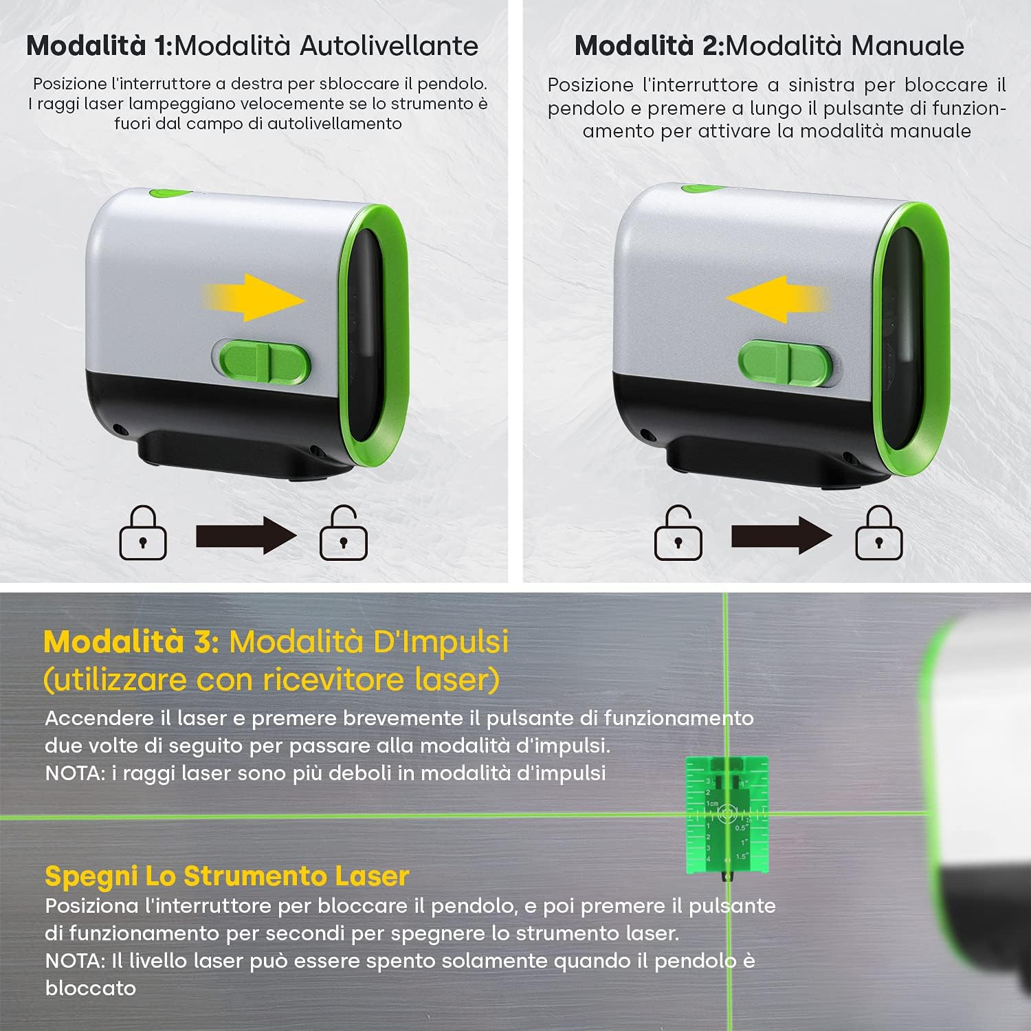 Detalle 2 de Enventor Livella Laser 50M, linea verde