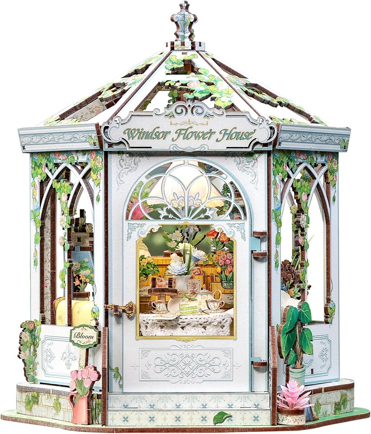 Detalle de CUTEBEE Windsor Flower House – Europäisch-retro 3D-Puzzle Book Nook Set