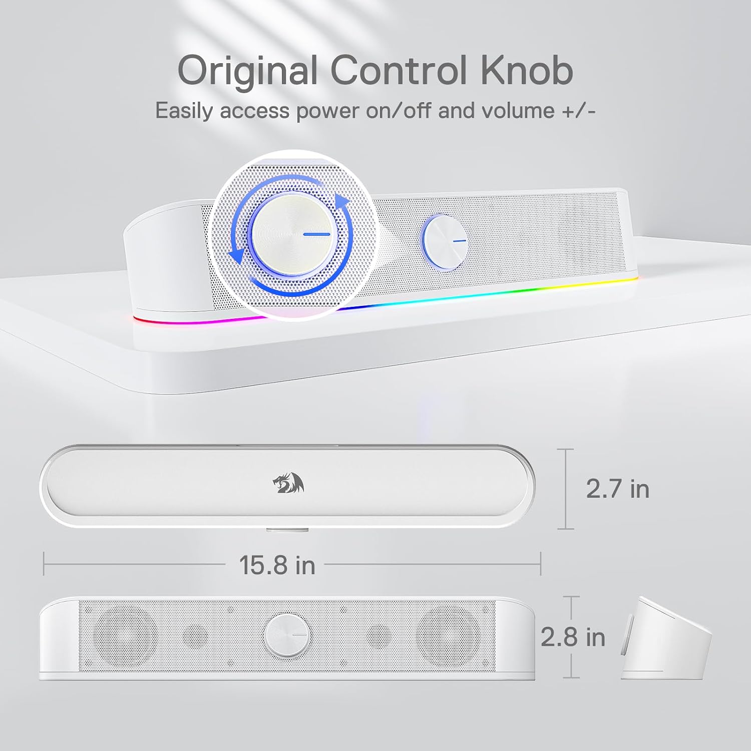 Thumbnail 5 de Redragon GS560 Adiemus RGB Desktop-Soundbar: 2.0-Computerlautsprecher mit Audio-Light-Sync