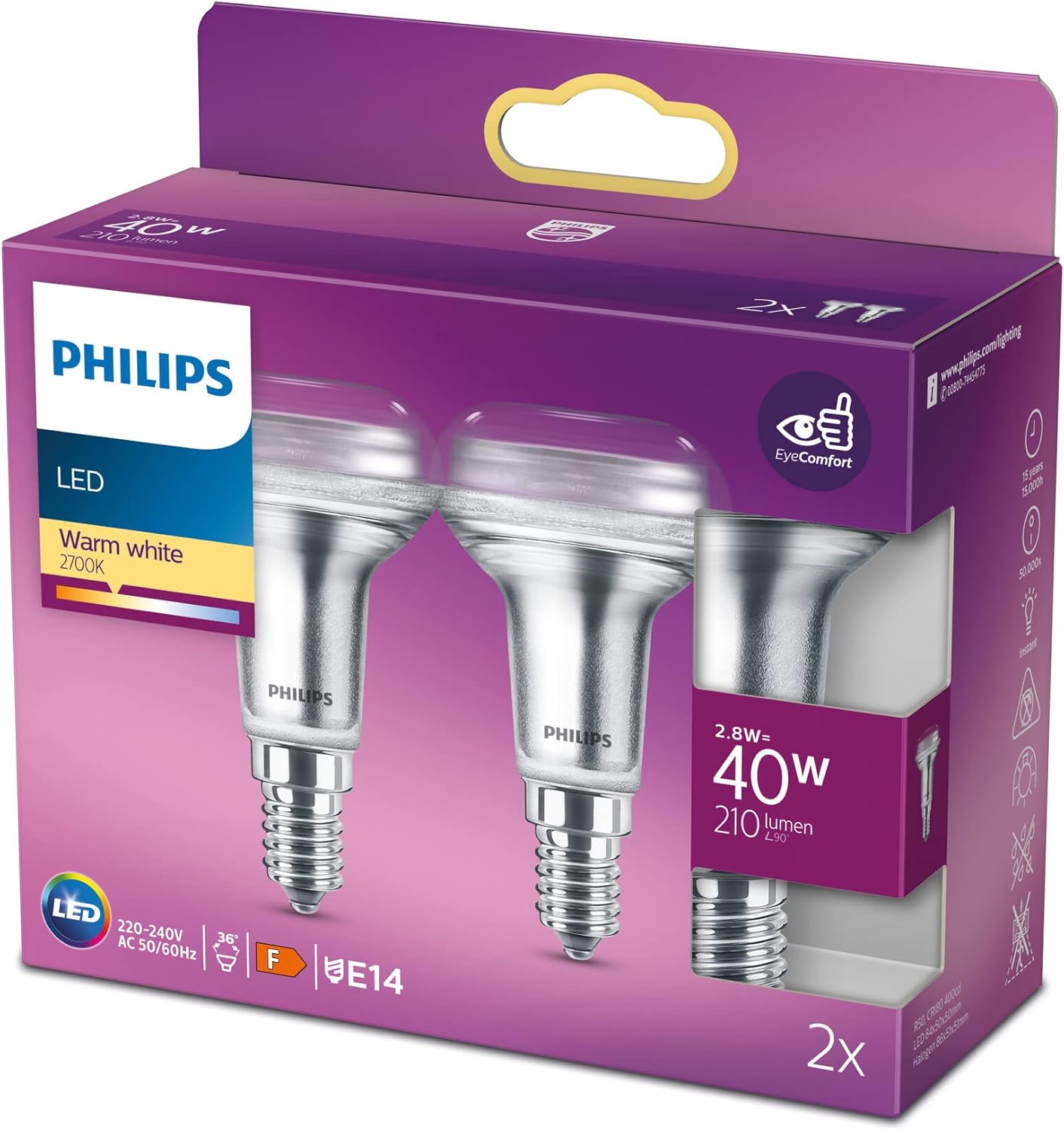 Thumbnail 1 de Philips R50 - Bombilla LED 40W, Luz Blanca Cálida