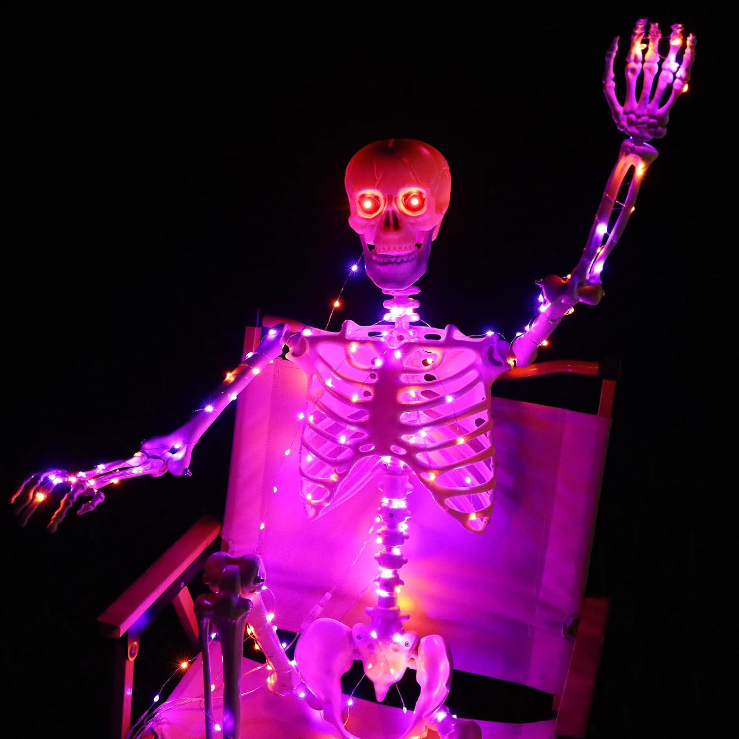 Detalle 2 de Starweeks Starweeks-102-FT 135 cm Light-Up Poseable Halloween Skeleton