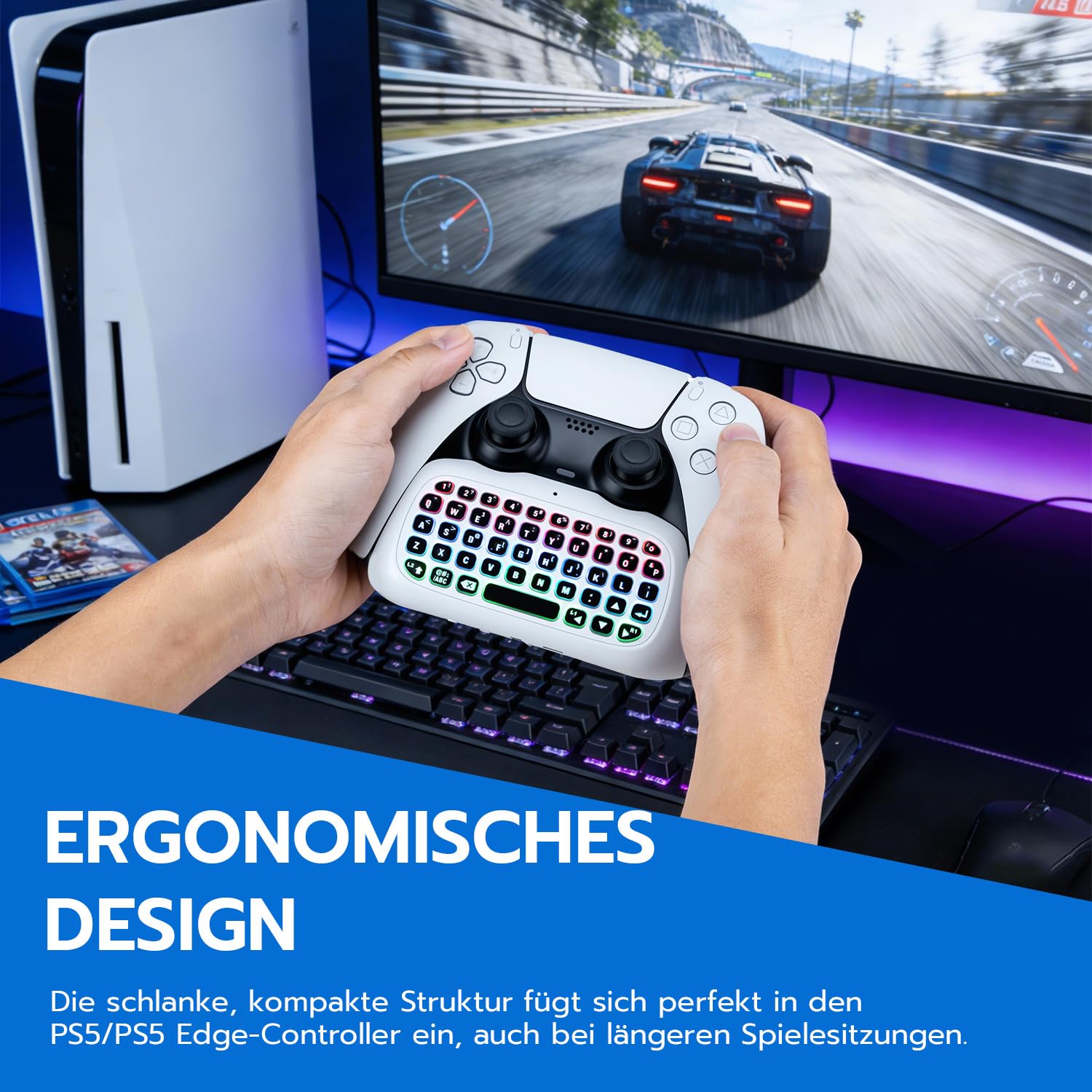 Thumbnail 5 de Mcbazel kabellose Tastatur für PS5/PS5 Edge Controller mit Bluetooth 3.0, Lautsprecher & 3,5-mm-Audioanschluss