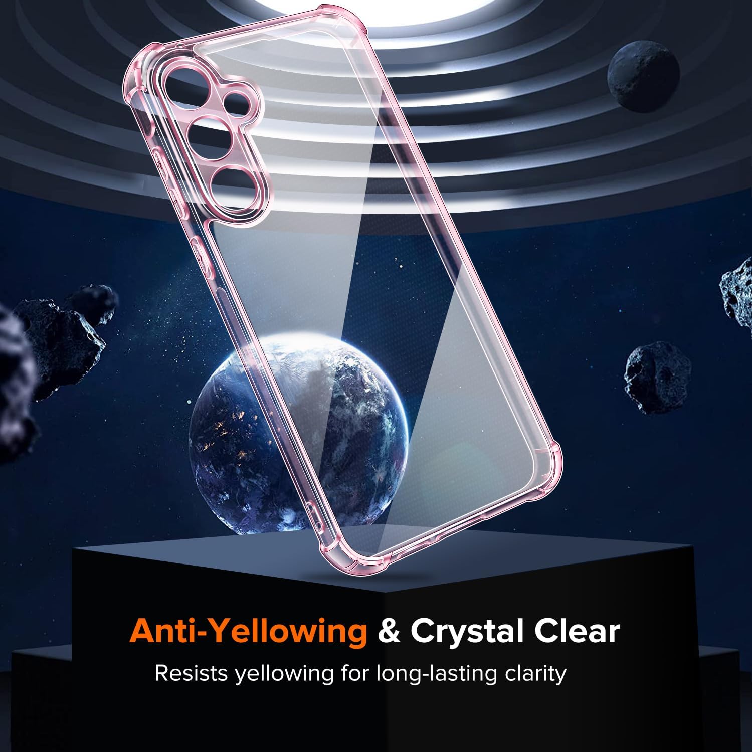 Detalle de iVoler Cover per Samsung Galaxy A55 5G – 2 vetri temperati inclusi, custodia antiurto trasparente in viola