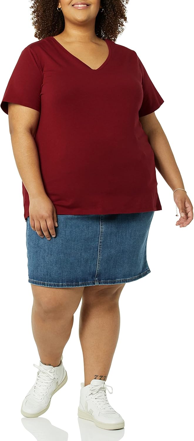 Thumbnail 3 de Amazon Essentials Women’s Plus Size Short-Sleeve V-Neck T-Shirt (Multipacks) – classic cotton-modal comfort