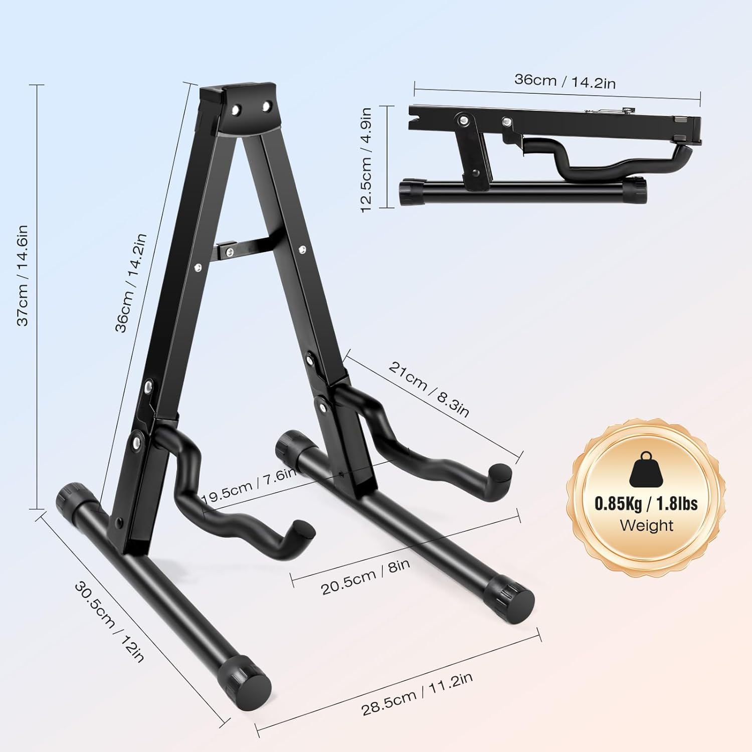Detalle de LINRAX FS1 Klappbarer Gitarrenständer mit A-Rahmen aus Metall – Universal für viele Saiteninstrumente