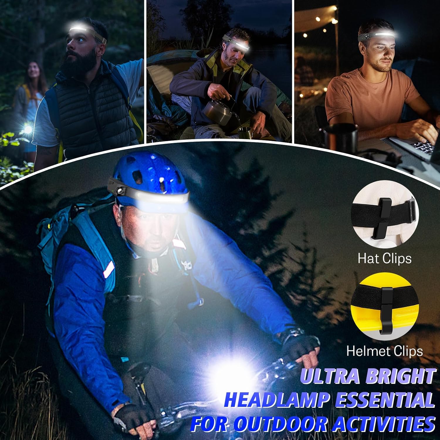 Thumbnail 6 de 2er-Set wiederaufladbare LED-Stirnlampen (2000 Lumen) mit 5 Lichtmodi, IPX4 – für Camping, Laufen & Angeln