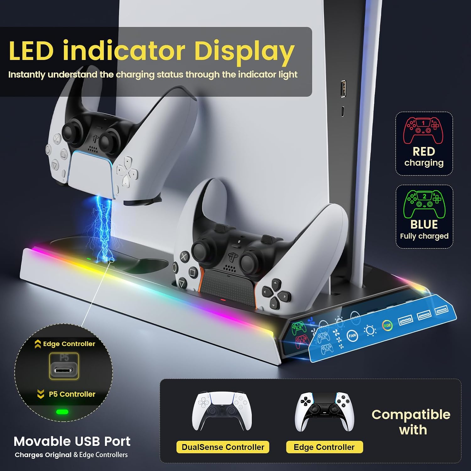 Detalle 2 de Fenolical Supporto PS5 Slim con Ventola 3 livelli