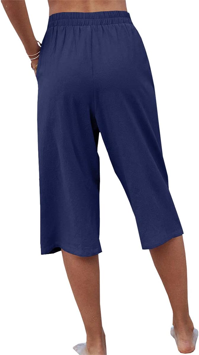 Detalle 2 de Veatzaer Women’s Elastic Waist 3/4 Capri Harem Pants with Pockets (S–XXL)