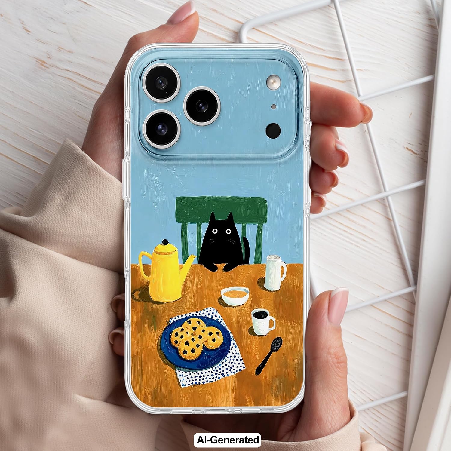 Detalle 2 de GEQCDBN iPhone 17 Pro TPU Case with Cat Afternoon Tea Print