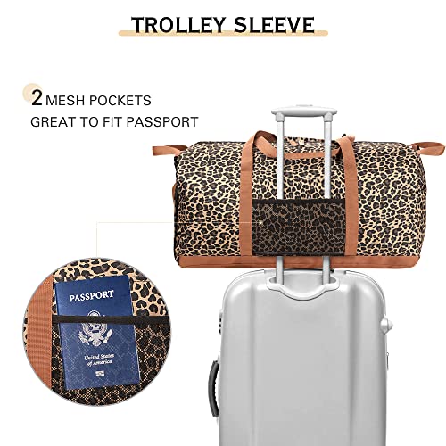Detalle 2 de Lekesky Large Foldable Travel Duffel Bag 80L – Leopard Print
