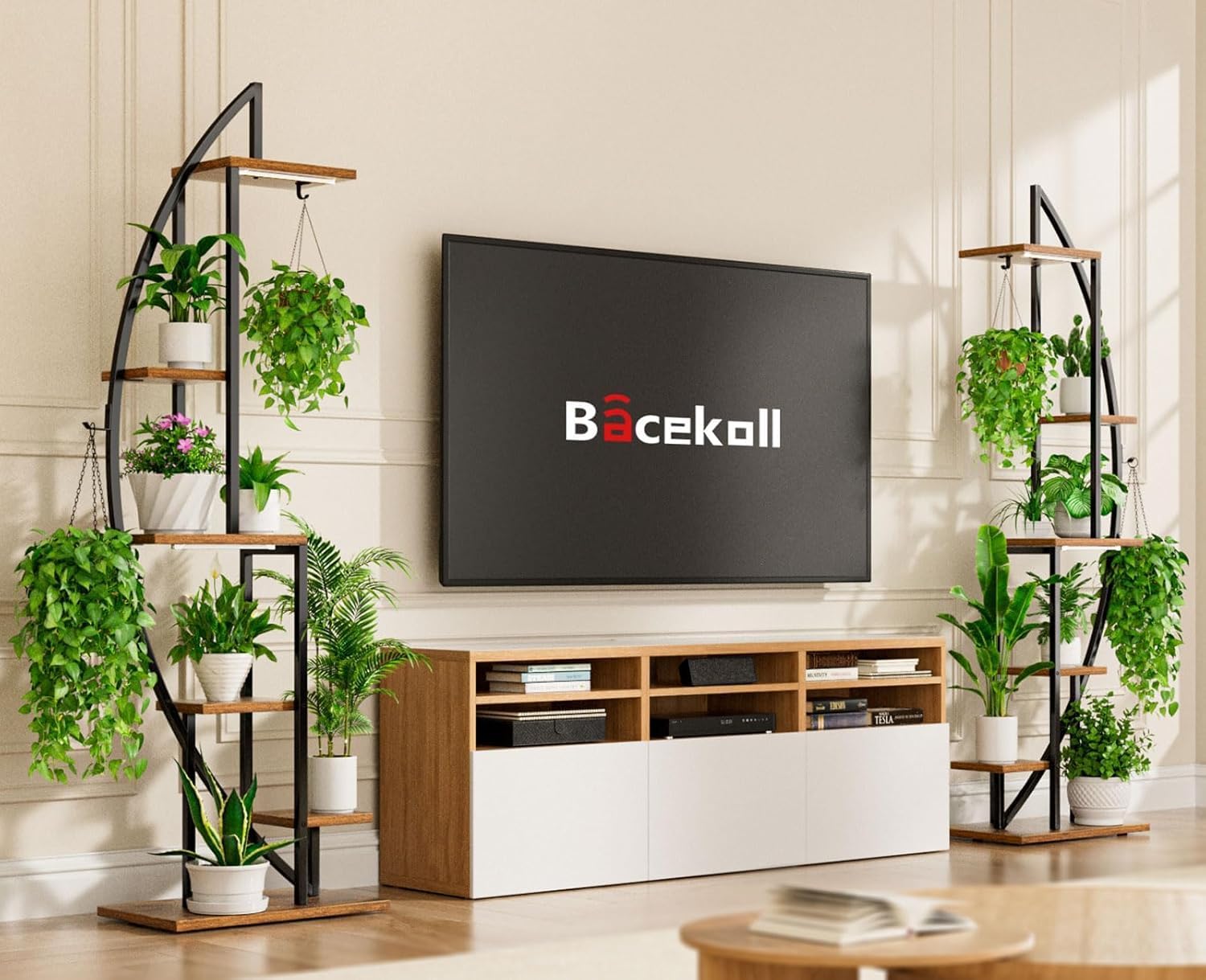 Detalle de BACEKOLL Supporto per piante da interno con luci di coltivazione a 6 livelli e design mezzaluna