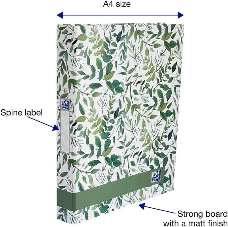Thumbnail 1 de Oxford A4 Ring Binders with Leaves Pattern (3 Pack) – 40 mm spine, holds up to 250 sheets