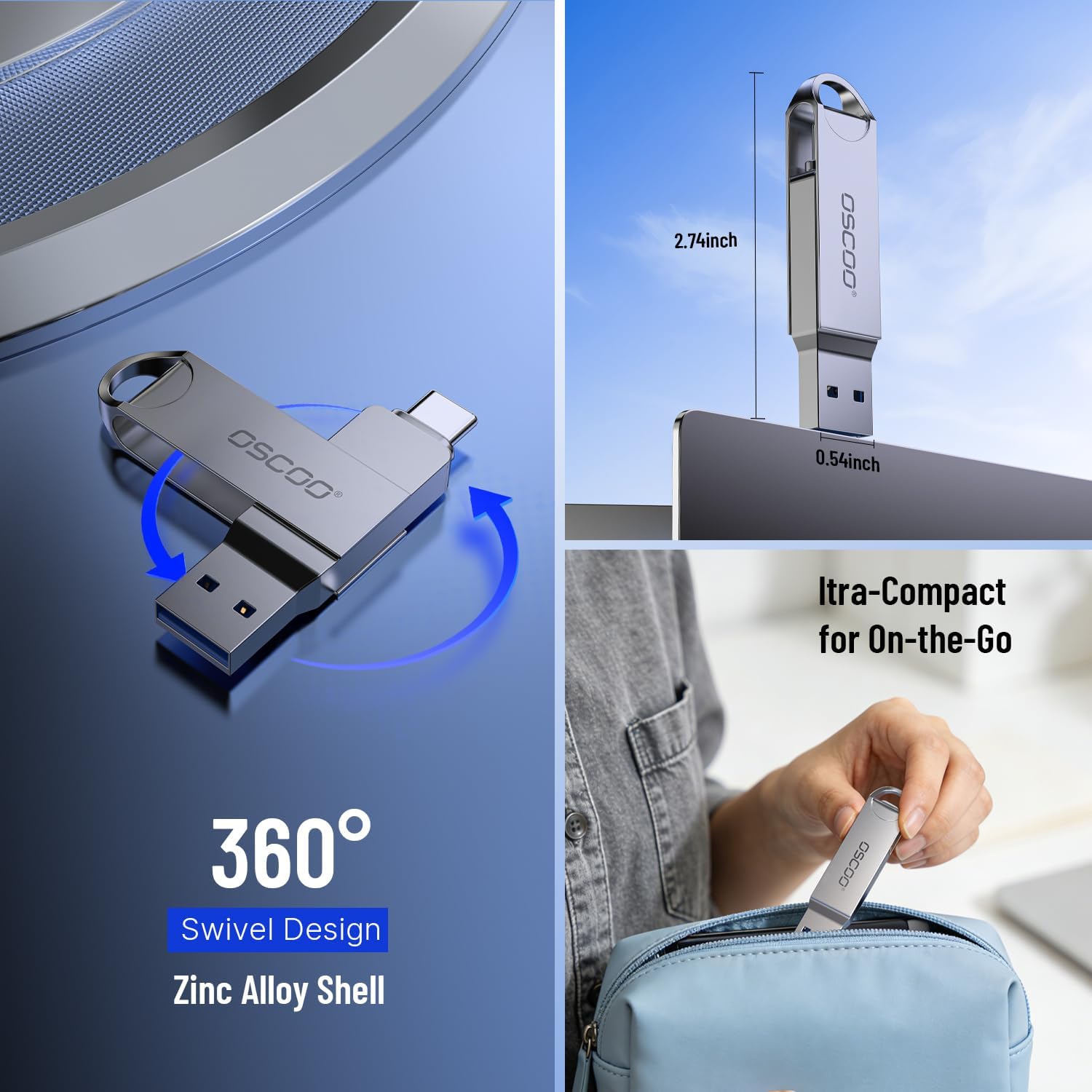 Detalle de OSCOO 32GB USB 3.1 dual USB-C USB-A drive