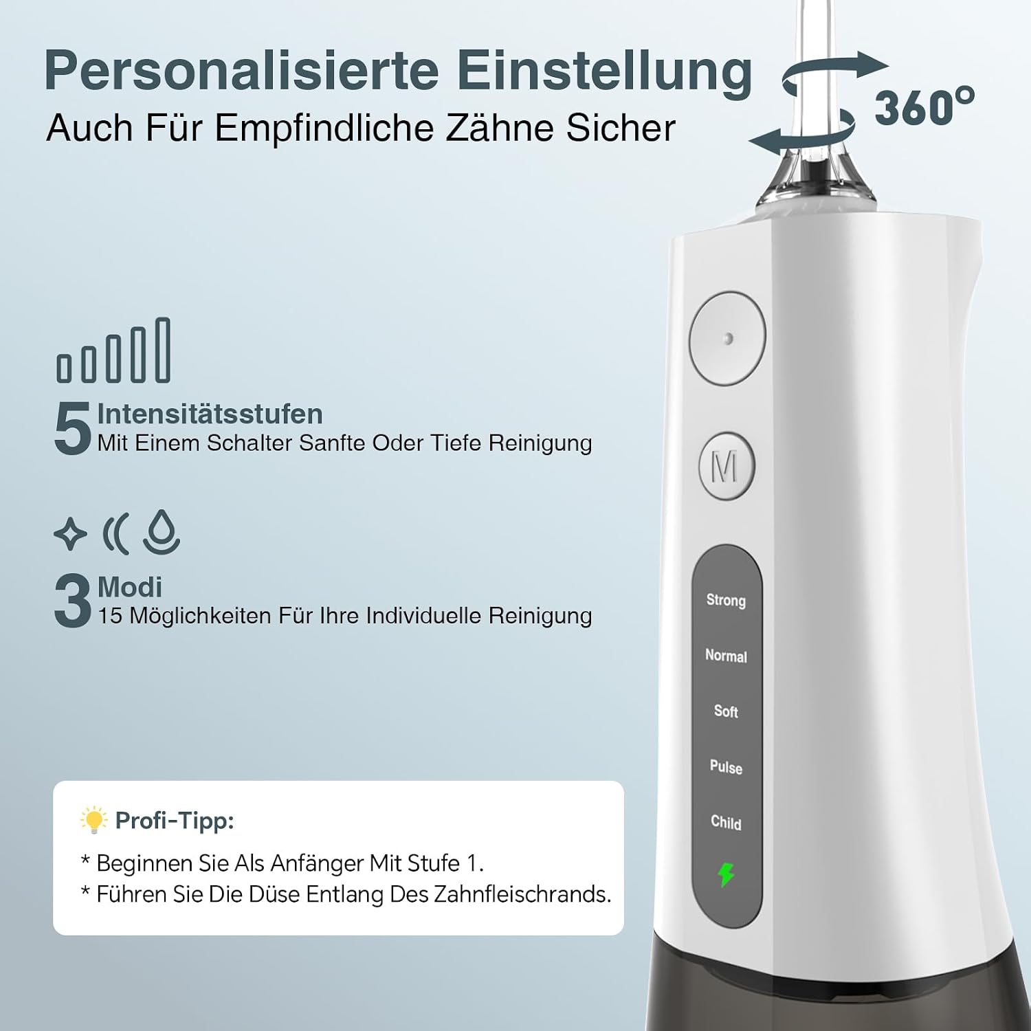 Detalle de SURFOU Idropulsore Dentale Portatile Idrogetto: igiene orale professionale in viaggio