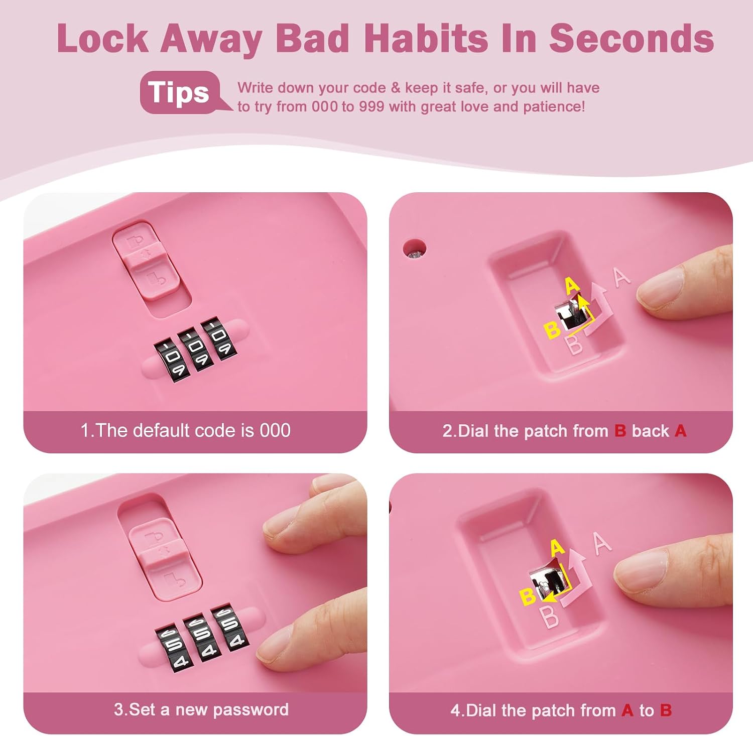 Detalle 2 de Small Lockable Storage Box with Combination Code (Secure Medicine Safe, Phone Jail & Snack Box) – 23.5 x 12.8 x 9.2cm