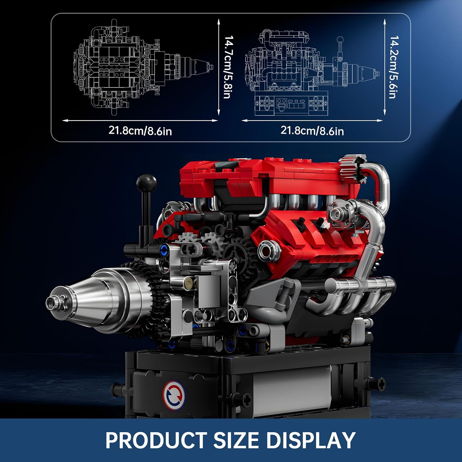 Detalle de Mould King 10204 Technik V8 Motor Bausatz – 750 Teile