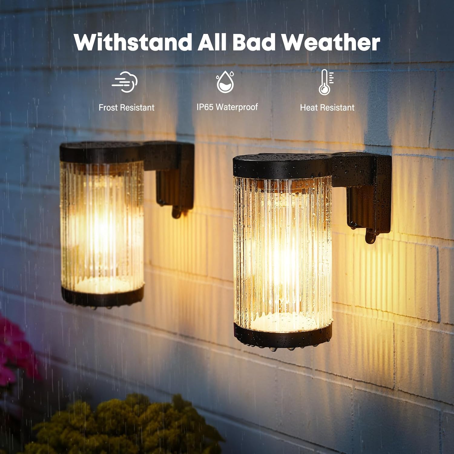 Thumbnail 2 de LETMY Solar Fence Lights Outdoor Garden (2 Pack) — Warm White LED Tungsten Filament, IP65 Waterproof