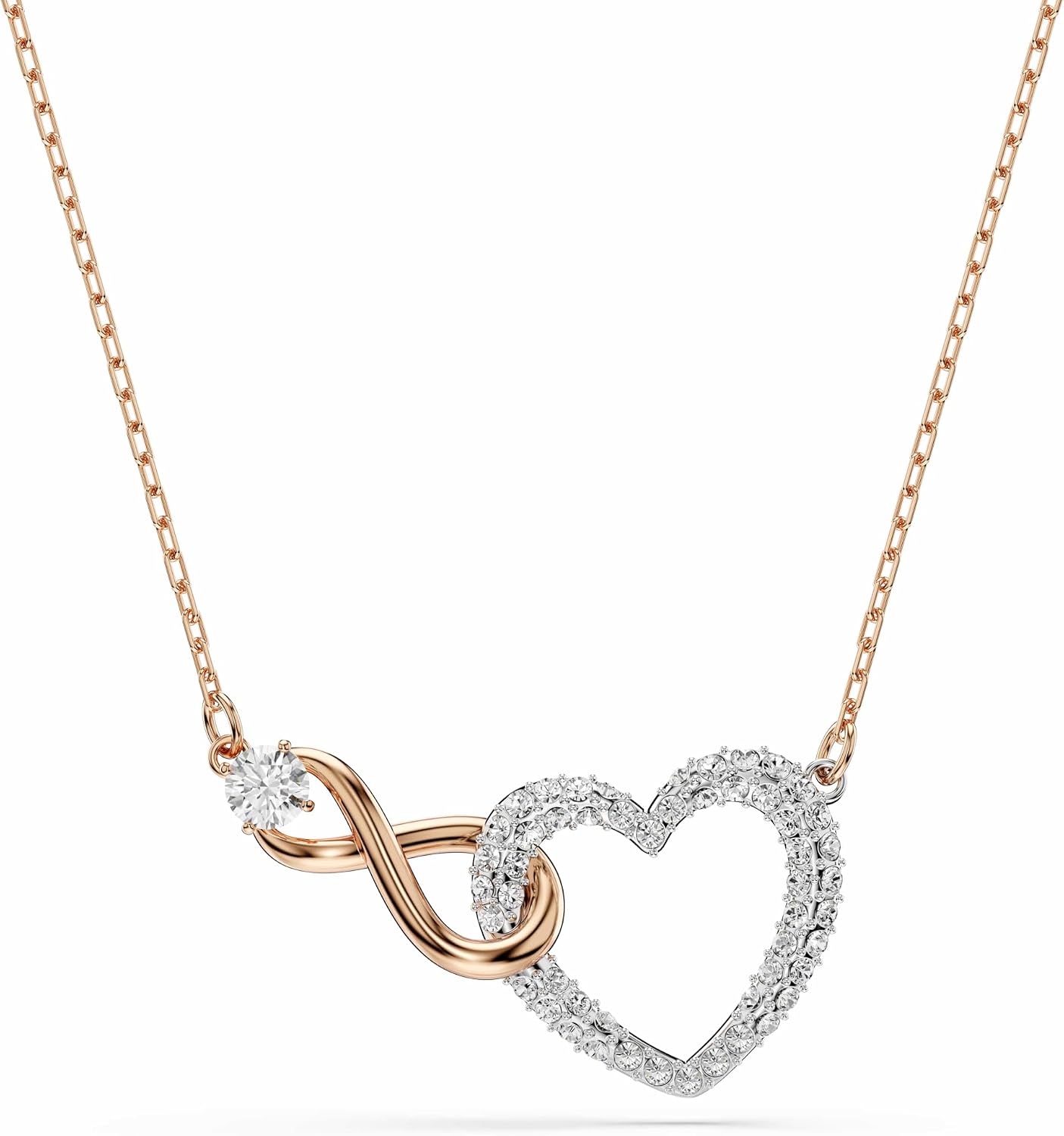 Detalle de Collar Swarovski Infinity, Infinity y corazón – Blanco, acabados mixtos