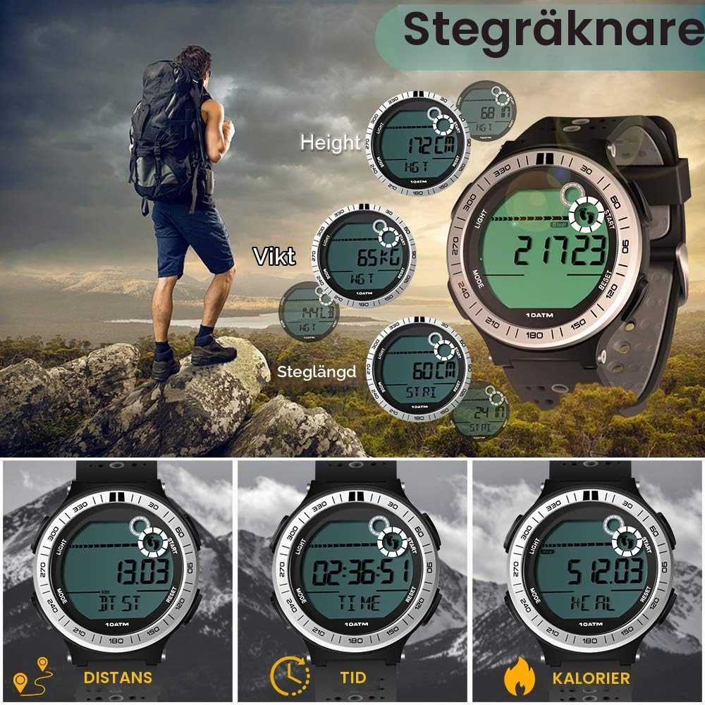 Thumbnail 2 de TEKMAGIC W63-DE-WT digital herrklocka, 10 ATM, stegräknare och stoppur