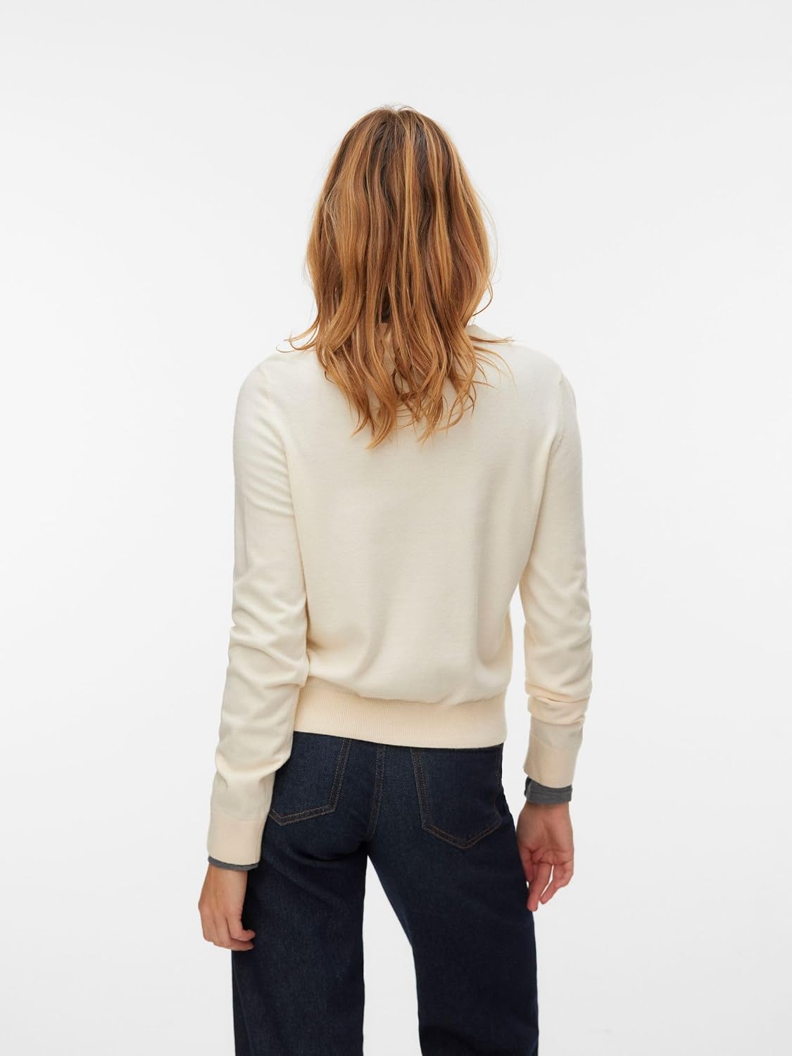 Detalle de VERO MODA VMSABA Strickjacke für Damen mit Rundhalsausschnitt