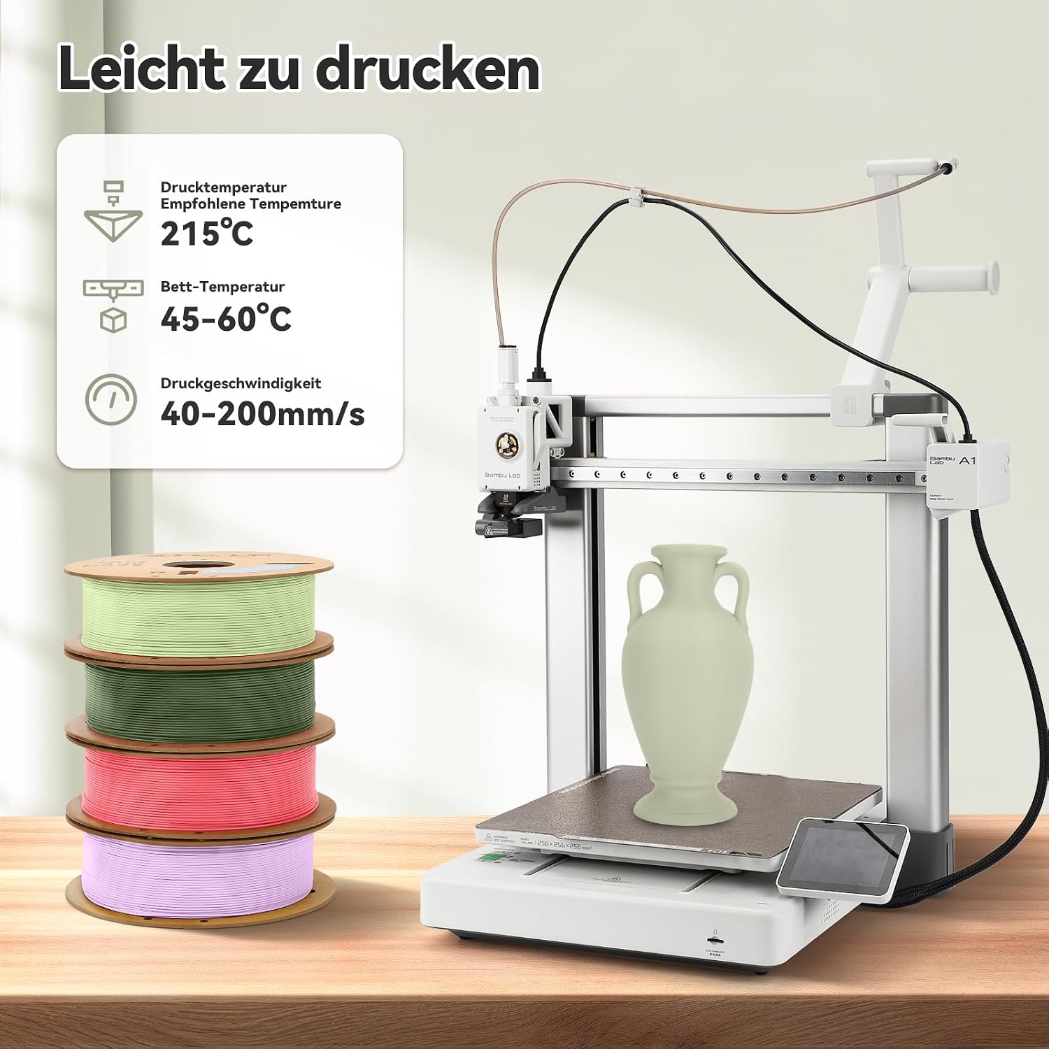Detalle de 3DHoJor Matte PLA Filament 1.75mm in Light Khaki (Matte finish), 1kg spool