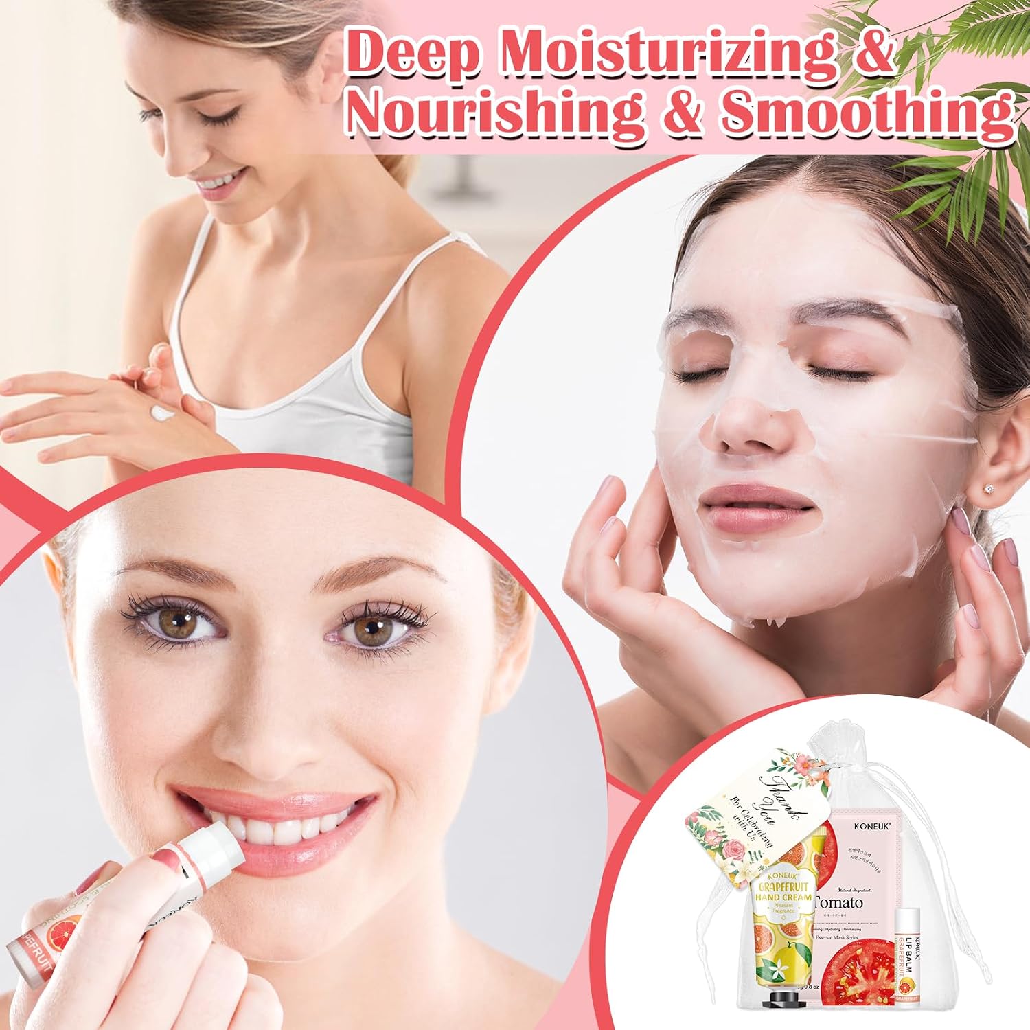 Detalle 2 de KONEUK 30-Pack Bulk Facial Mask, Hand Cream & Lip Balm Sets for Easter Baskets, Teachers, Nurses & More