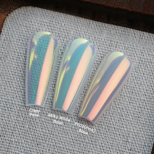 Detalle de Yokefellow GleamTap Cushion Aurora Chrome Nail Powder – Mermaid Aurora Effect (GT112 Golden Hour / Purple Blue with Light Orange Sheen)