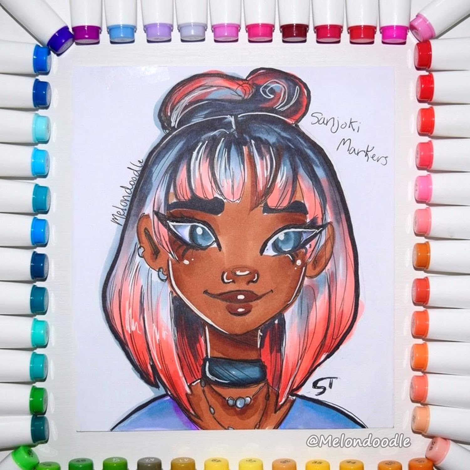 Thumbnail 3 de SANJOKI 80 Colors Alcohol Brush Markers – Dual Tip, Carry Case & Sketchbook