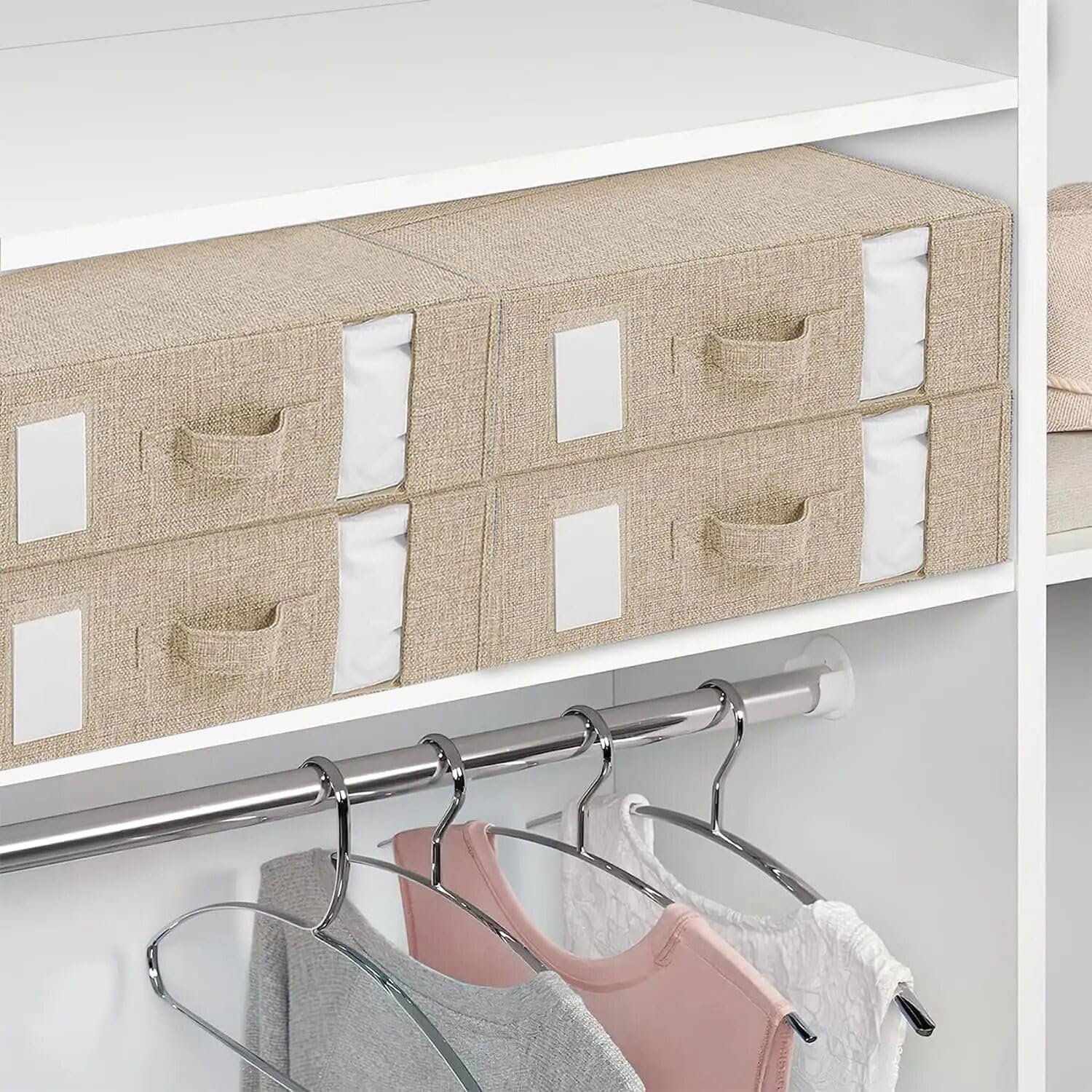 Detalle de WANGIRL SNH-1 set van 6 opvouwbare lakenorganizers met rits, beige