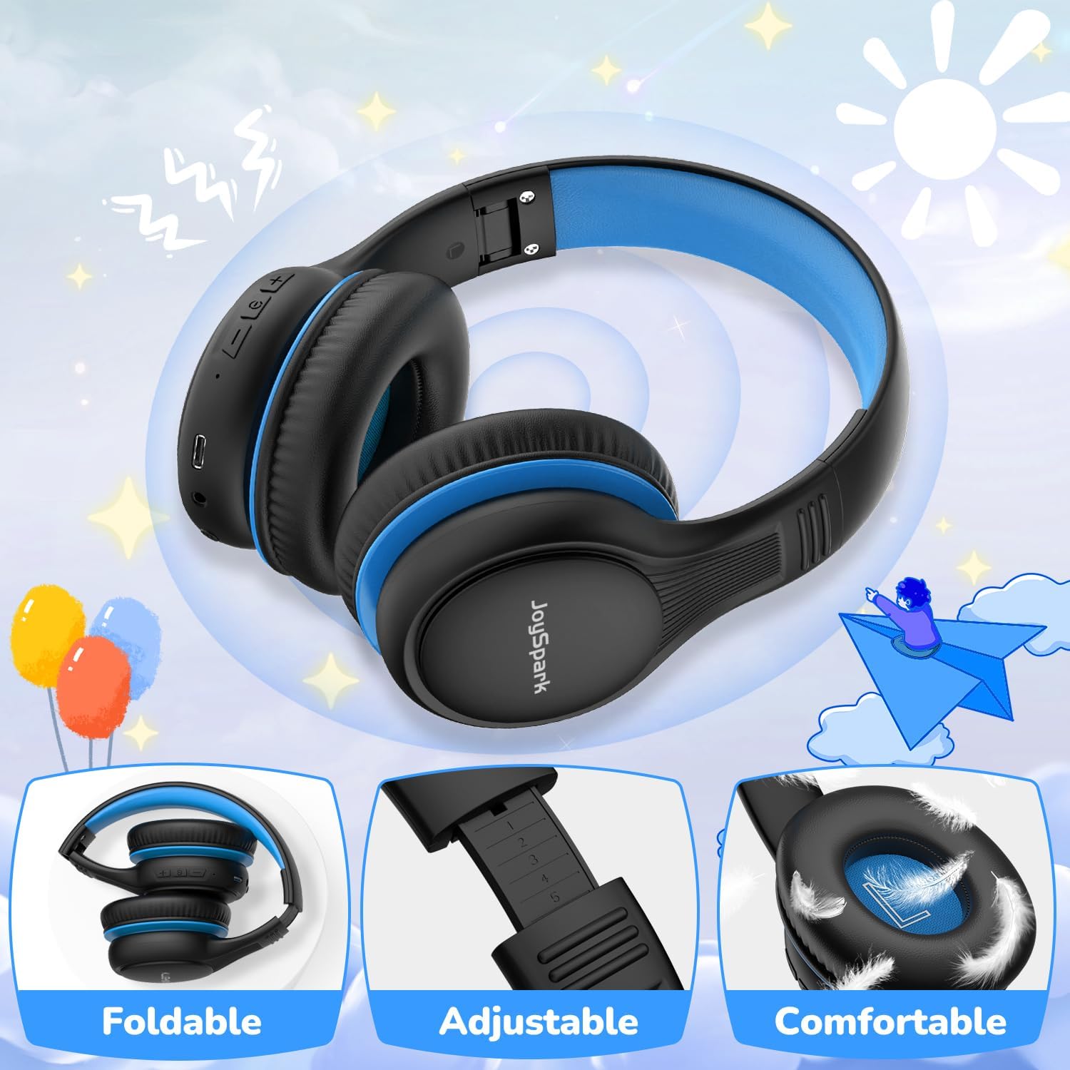 Detalle 1 de JoySpark Kids Bluetooth Headphones 60 Hours